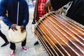 African drummers blowing their bongos on the street