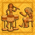 African drummers. Percussion players. Tribal music.