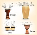 African drums collection Royalty Free Stock Photo