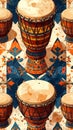 African Drums on Colorful Pattern Royalty Free Stock Photo