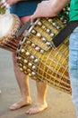 African drums there there, men playing Djemba, hands close-up Royalty Free Stock Photo