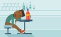 African Drunk man fall asleep in the pub Royalty Free Stock Photo