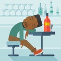 African Drunk man fall asleep in the pub Royalty Free Stock Photo