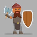 African dwarf warrior with axe and shield Royalty Free Stock Photo