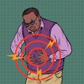 african elderly man abdominal pain, diseases of the stomach, intestines or other internal organs