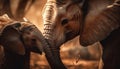 African elephant calf with wrinkled ear stands tall generated by AI Royalty Free Stock Photo