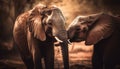 African elephant family walking in tropical forest generated by AI Royalty Free Stock Photo