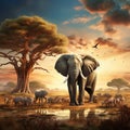 African elephant landscape