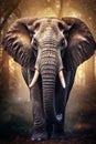 African elephant large detail of face in focus with great detail illustration design