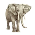African elephant, Loxodonta africana, on a white