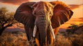 African Elephant Majesty Wildlife Safari in the Savannah, Capturing the Essence of Nature\'s Giants,Generative Ai