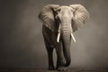 African elephant studio shot over gray background.