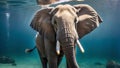 African Elephant in the Underwater photography.