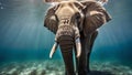 African Elephant in the Underwater photography.