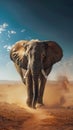 African elephant walking in the desert Royalty Free Stock Photo