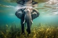 African elephant walking and swimming underwater. Amazing African Wildlife. Generative Ai Royalty Free Stock Photo