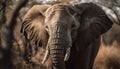 African elephant walking in the wilderness, focus on wrinkled trunk generated by AI Royalty Free Stock Photo