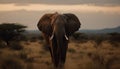 African elephant walking in the wilderness at sunrise grazing peacefully generated by AI Royalty Free Stock Photo