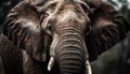 African elephant wrinkled trunk and tusk in close up portrait generated by AI Royalty Free Stock Photo