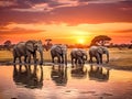 Ai Generated illustration Wildlife Concept of African elephants