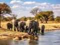 Ai Generated illustration Wildlife Concept of African elephants