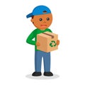 African environmental activist with recycle box Royalty Free Stock Photo