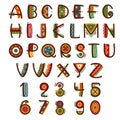 African ethnic primitive font. Hand drawn brightly safari alphabet