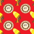 African ethnic seamless pattern with stylized icons.