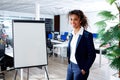 African ethnic woman with presentation board