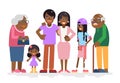 African Family Characters Child Teen Adult Old Icon Flat Design Vector Illustration