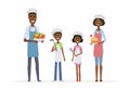 African family cooking - cartoon people characters isolated illustration Royalty Free Stock Photo