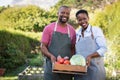 African farmer couple holding vegetable crate