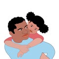 African father carrying his daughter on his back, Concept of father`s day Royalty Free Stock Photo