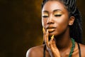 African female beauty portrait with eyes closed. Royalty Free Stock Photo