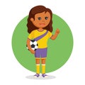 African female football player with soccer ball Royalty Free Stock Photo