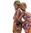 African female models posing in dresses. Royalty Free Stock Photo