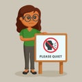 African female with please quiet sign Royalty Free Stock Photo