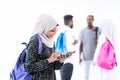 African female student with group of friends Royalty Free Stock Photo