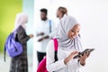 African female student with group of friends Royalty Free Stock Photo