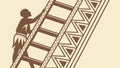 African Figure on Ladder, Tribal Cultural Design Element, vector design Generative AI Royalty Free Stock Photo