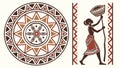 African Figure with Mandala and Ethnic Patterns, vector design Generative AI Royalty Free Stock Photo