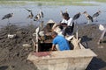 African fisherman and boat