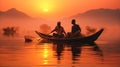 African fisherman boat at sunrise