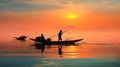 African fisherman boat at sunrise