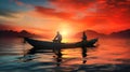 African fisherman boat at sunrise