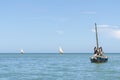 African fishermen dowse sail Royalty Free Stock Photo