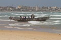 African fishing vessel. Fisherman