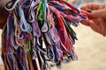 African Friendship Bracelet - colorful strings Royalty Free Stock Photo