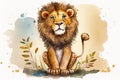 African funny friendly welcoming lion for kids and youngsters, a watercolor styled. T-shirt graphics