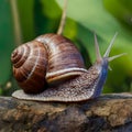 African giant snail crawls slowly in natural environment Royalty Free Stock Photo